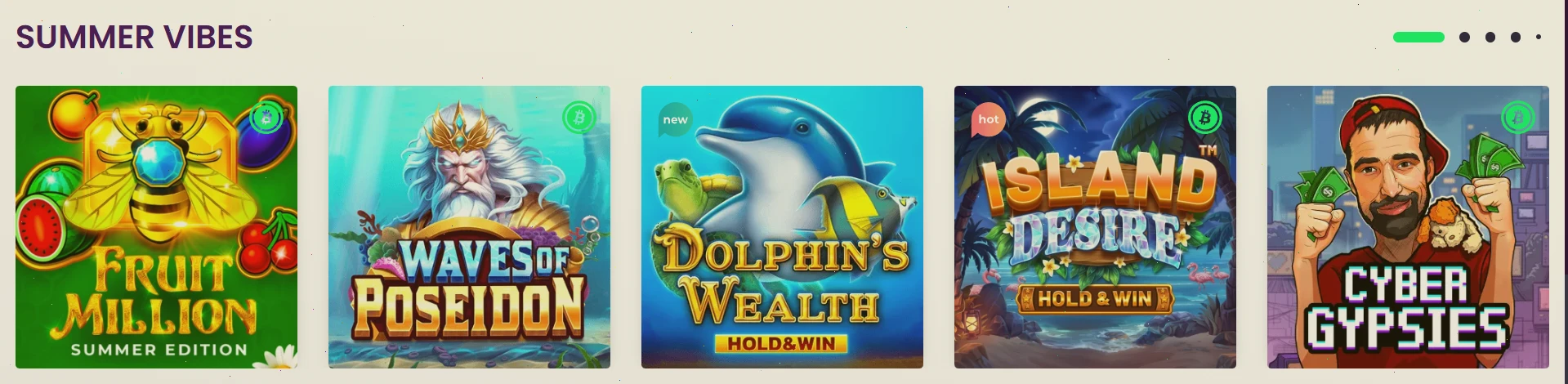 Wide selection of slots and table games available